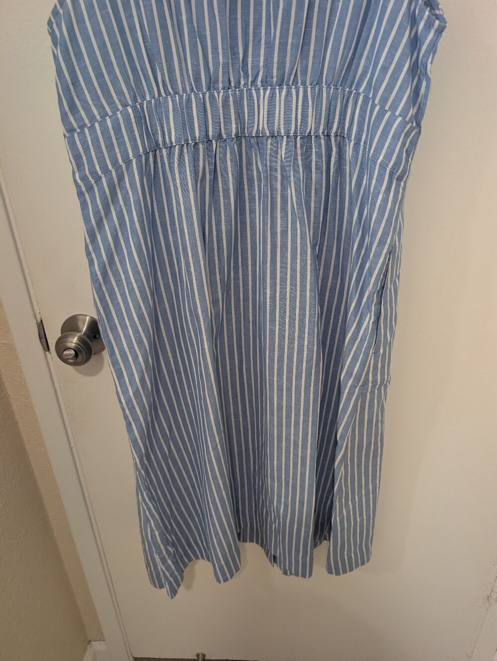 Pact Organic Canopy Linen Blend Button-Front Midi Dress In Bondi Stripe - Picture 11 of 16